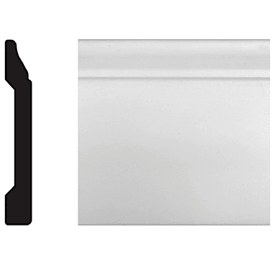 Nroro Flooring - Baseboard - 3-3/16" x 7/16" x 96" - White - Polystyrene Trim Molding